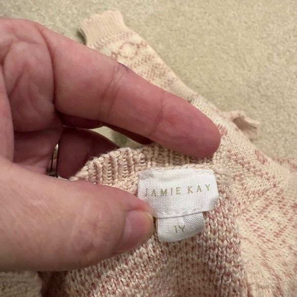 Jamie Kay Pink Patterned Baby Sweater One Piece with matching hat - Picture 3 of 3